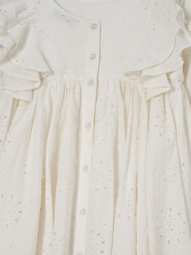 Angel & Rocket White 100% Cotton Broderie Alessandra Ruffle Dress - Image 6 of 6