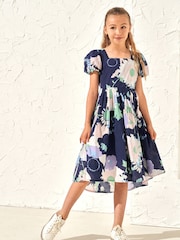 Lila - Angel & Rocket 100% Baumwolle, bedrucktes Evita-Kleid mit Bindeband am Rücken - Bild 1 von 8