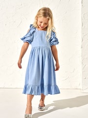 Angel & Rocket Blue 100% Cotton Simone Open Shoulder Dress - Image 1 of 3