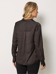 Long Tall Sally Brown Satin Button Through Shirt - Image 2 of 6