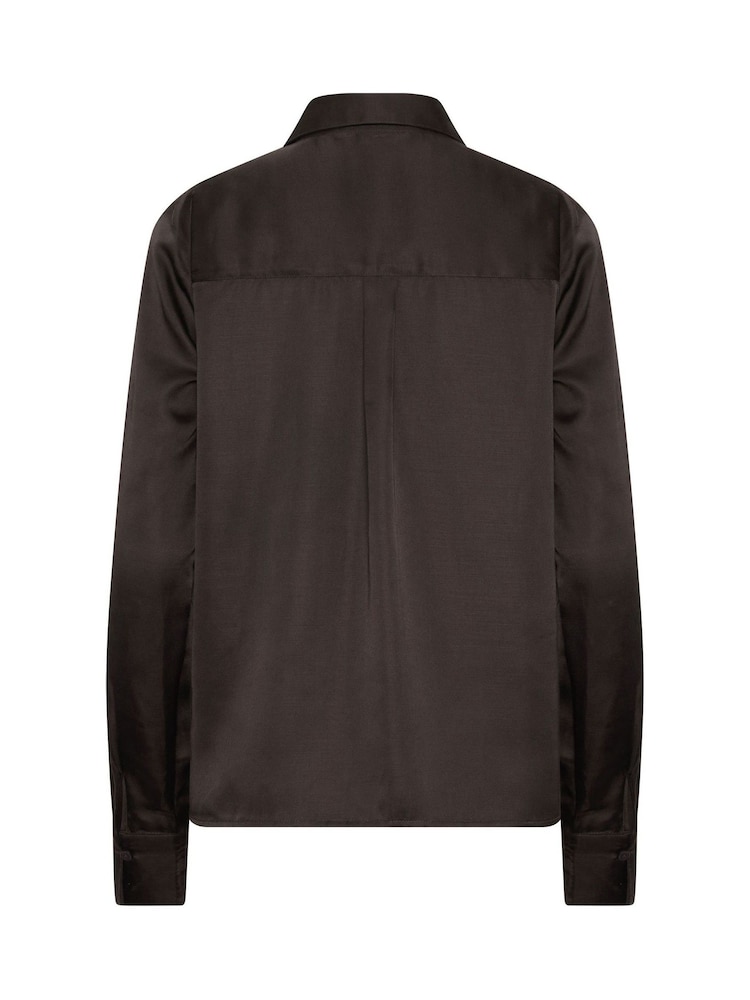 Long Tall Sally Brown Satin Button Through Shirt - Image 6 of 6 Long Tall Sally Brown Satin Button Through Shirt - Image 6 of 6