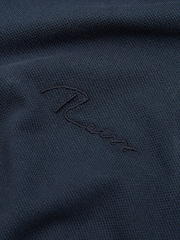 Reiss Navy Peters Slim Fit Garment Dyed Embroidered Polo Shirt - Image 3 of 7