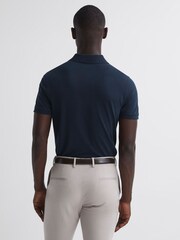 Reiss Navy Peters Slim Fit Garment Dyed Embroidered Polo Shirt - Image 6 of 7