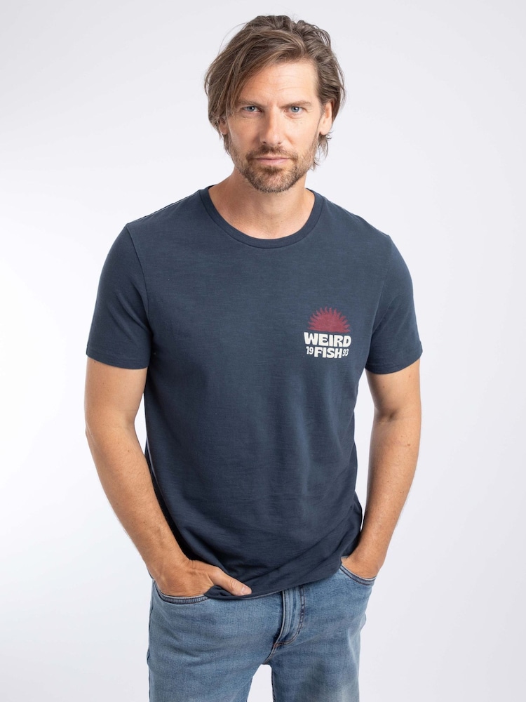 Weird Fish Blue Sun Beam Back Print Graphic T-Shirt - Image 1 of 6 Weird Fish Blue Sun Beam Back Print Graphic T-Shirt - Image 1 of 6