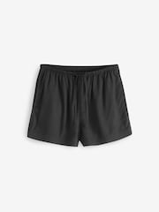 Black Drawstring Waist Boy Shorts With Linen - Image 5 of 6