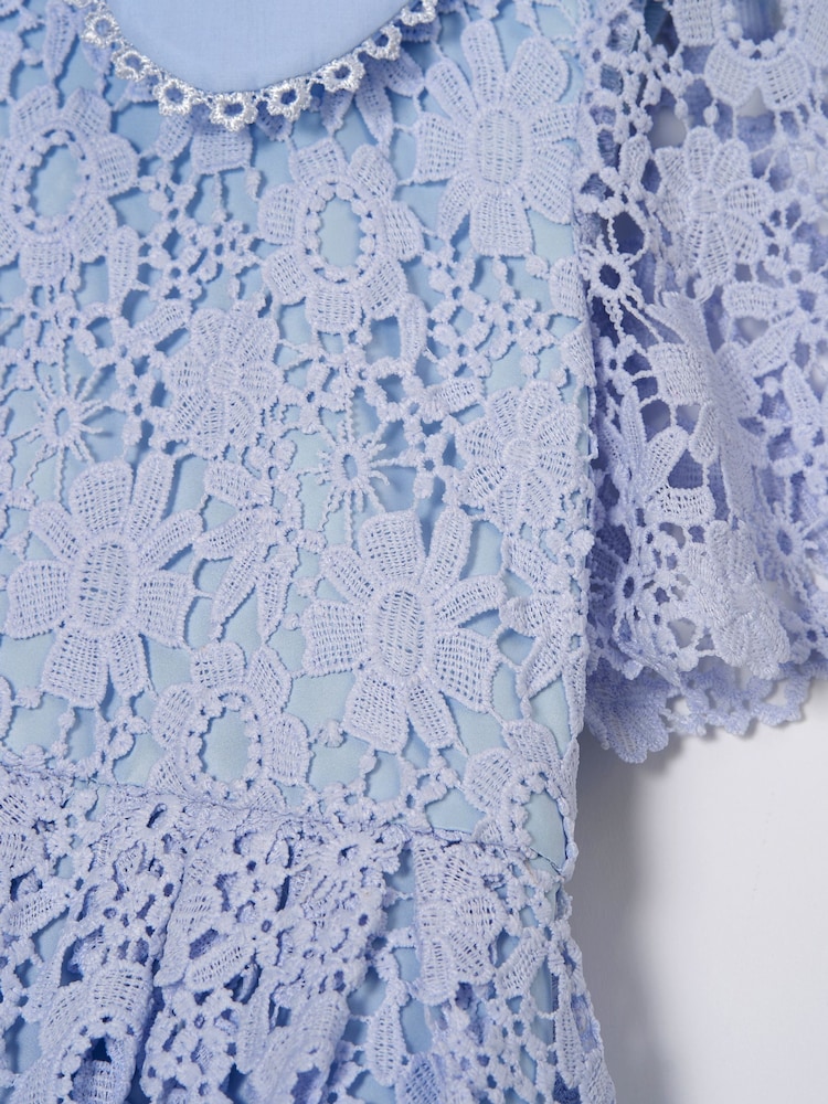 Angel & Rocket Cornflower Blue Mavea Lace Dress - Image 6 of 6 Angel & Rocket Cornflower Blue Mavea Lace Dress - Image 6 of 6