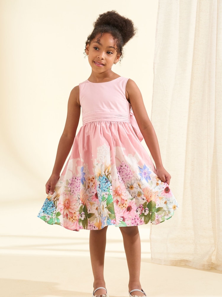 Angel & Rocket Pink 100% Cotton Elisa Bow Back Dress - Image 3 of 9