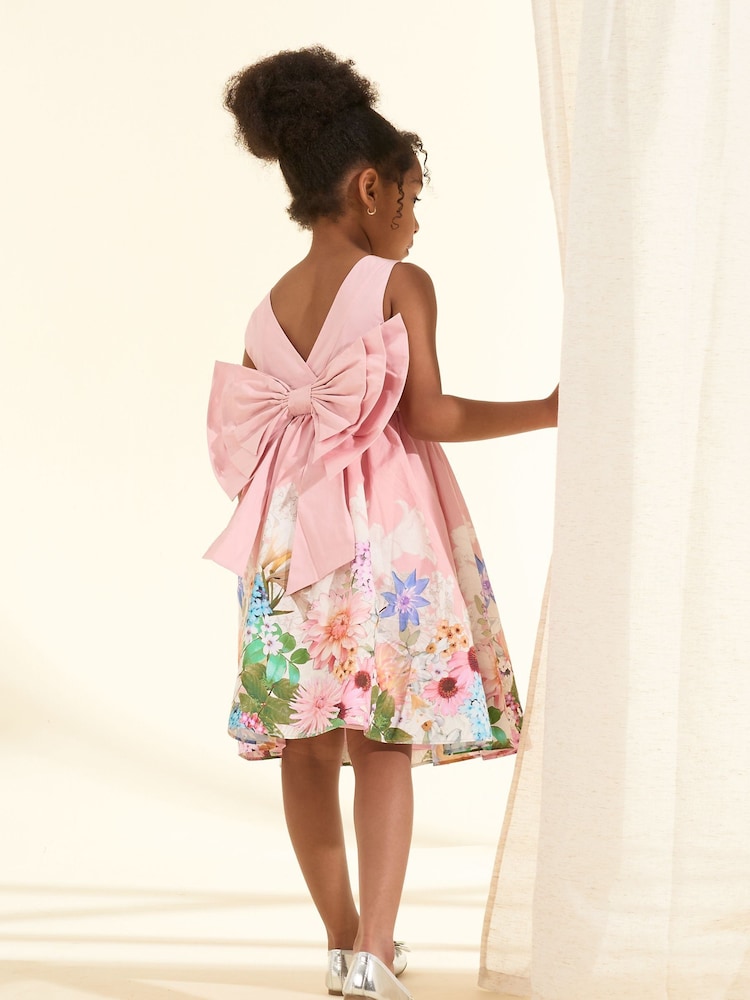 Angel & Rocket Pink 100% Cotton Elisa Bow Back Dress - Image 4 of 9