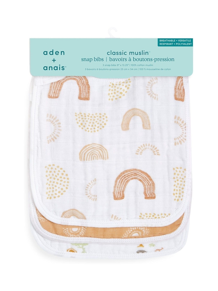 aden + anais 100% Cotton Muslin Keep Rising Snap Bibs 3 Pack - Slika 2 iz 2