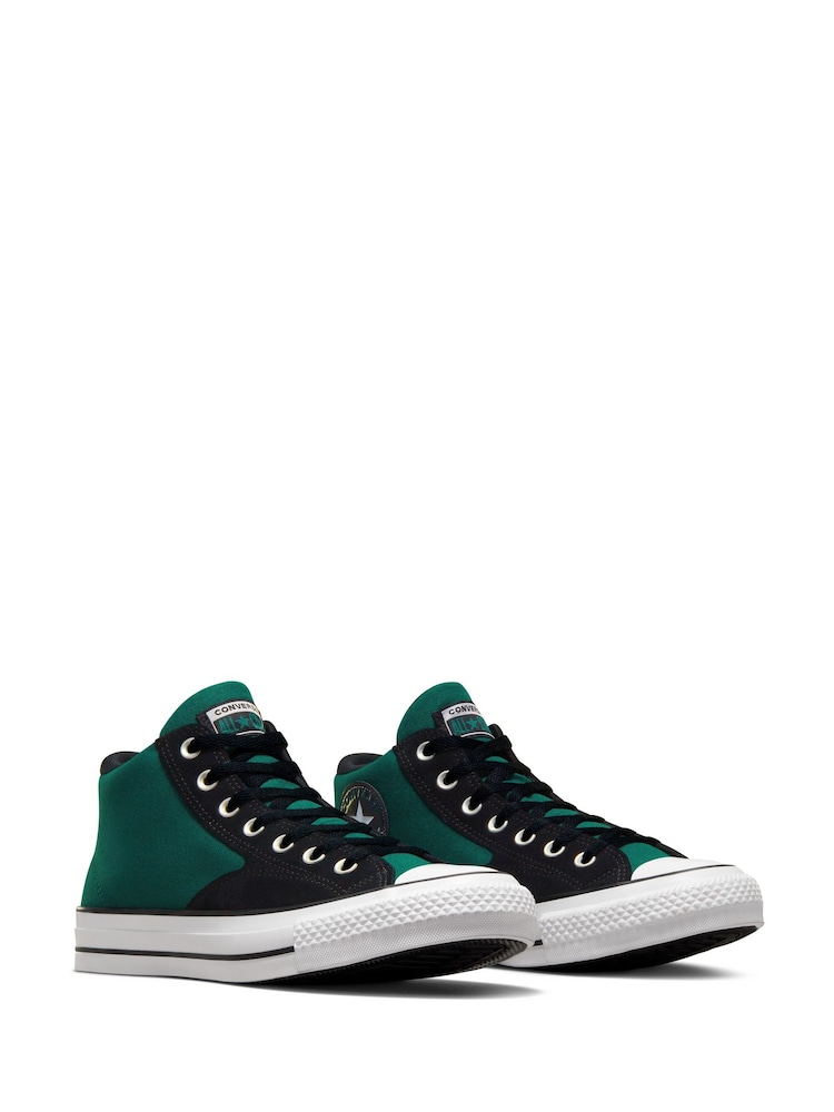 Converse Green/Black Mid Malden Street Leather Trainers - Image 4 of 10