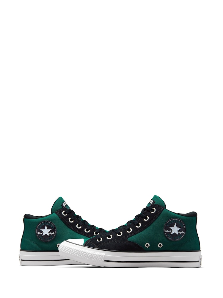 Converse Green/Black Mid Malden Street Leather Trainers - Image 5 of 10