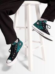 Converse Green/Black Mid Malden Street Leather Trainers - Image 9 of 10