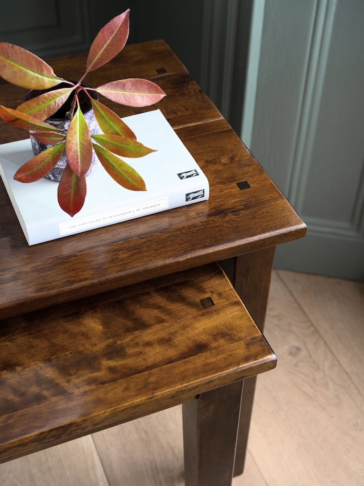 Laura Ashley Dark Chestnut Garrat Nest of 2 Tables - Image 2 of 5