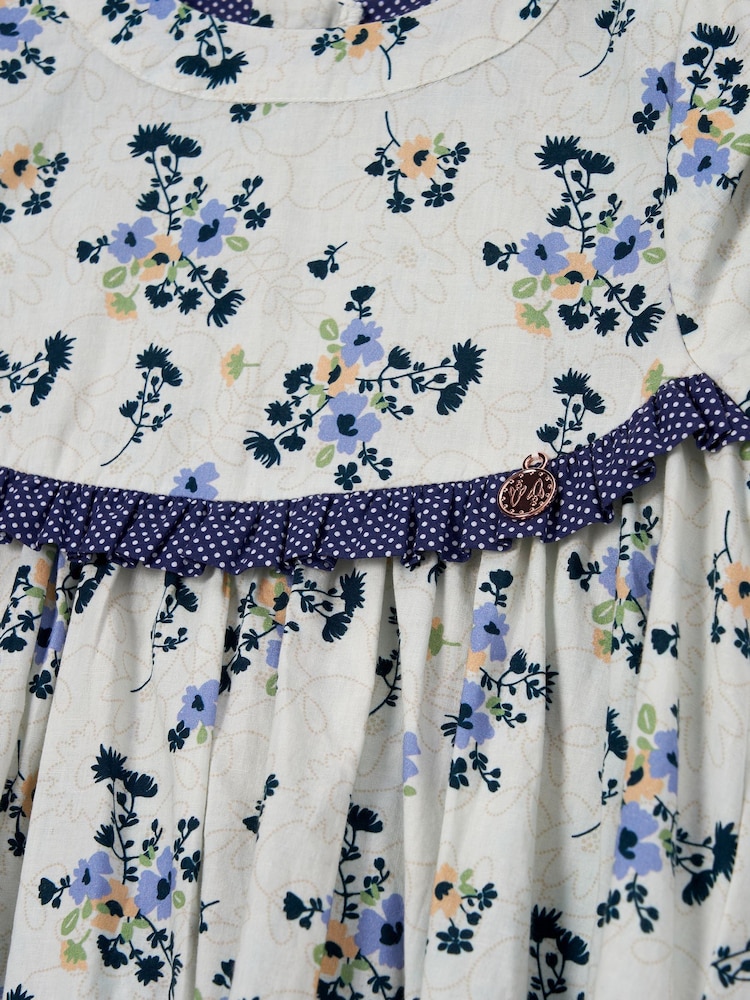Angel & Rocket Blue 100% Cotton Hattie Bow Sleeve Dress - Image 6 of 6 Angel & Rocket Blue 100% Cotton Hattie Bow Sleeve Dress - Image 6 of 6