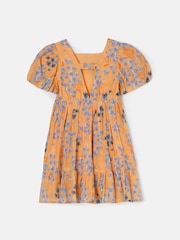 Angel & Rocket Orange 100% Cotton Simone Textured Print Dress - Image 5 of 6