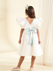 Angel & Rocket White Taffeta Ruffle Bow Sylvie Dress - Image 2 of 3