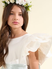 Angel & Rocket White Taffeta Ruffle Bow Sylvie Dress - Image 3 of 3