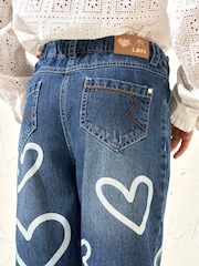 Angel & Rocket Blue Mom Fit Kendal Heart Print 100% Cotton Jeans - Image 3 of 6