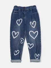 Angel & Rocket Blue Mom Fit Kendal Heart Print 100% Cotton Jeans - Image 4 of 6