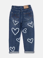 Angel & Rocket Blue Mom Fit Kendal Heart Print 100% Cotton Jeans - Image 5 of 6