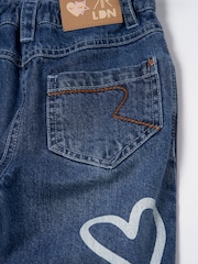 Angel & Rocket Blue Mom Fit Kendal Heart Print 100% Cotton Jeans - Image 6 of 6