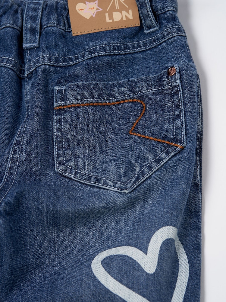 Angel & Rocket Blue Mom Fit Kendal Heart Print 100% Cotton Jeans - Image 6 of 6