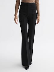 Reiss Black Dylan Flared High Rise Trousers - Image 1 of 5
