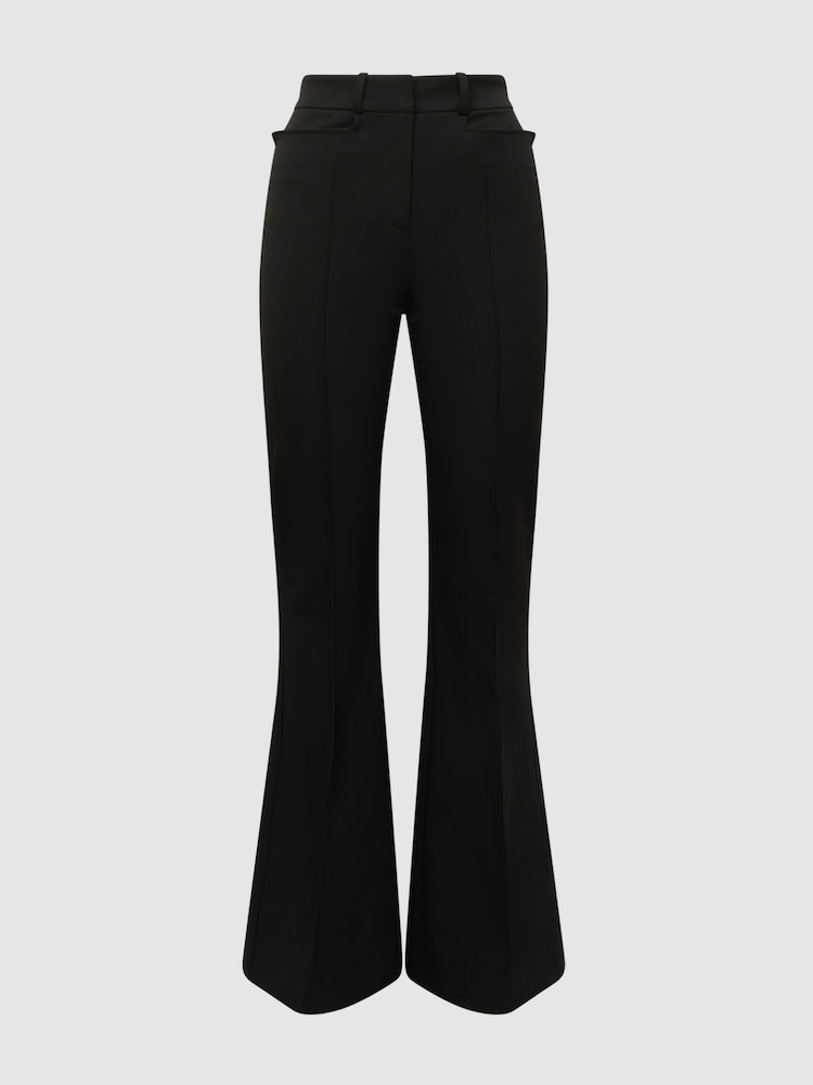 Reiss Black Dylan Flared High Rise Trousers - Image 2 of 5