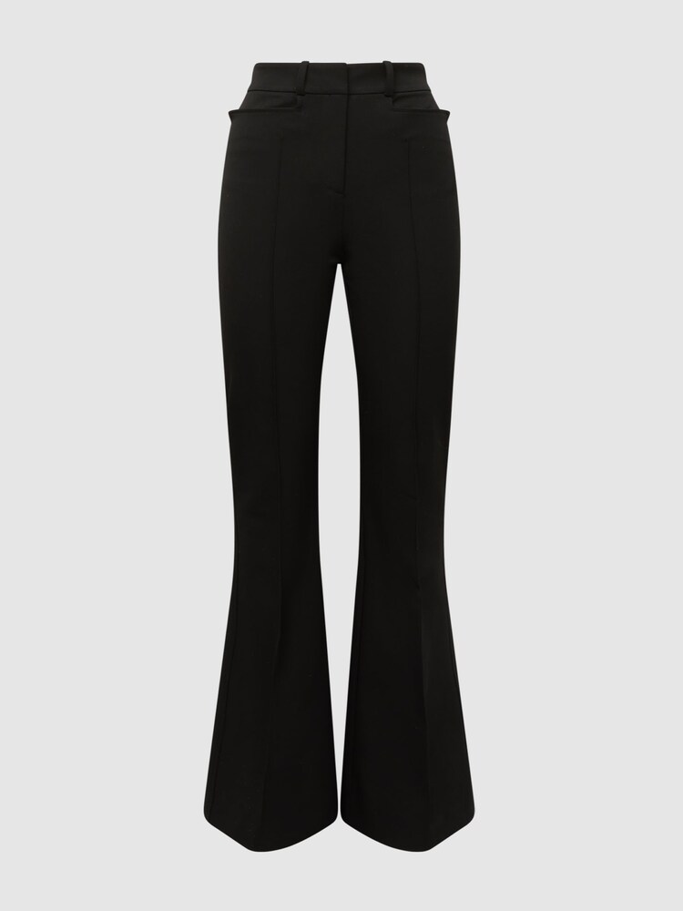 Reiss Black Dylan Flared High Rise Trousers - Image 2 of 5 Reiss Black Dylan Flared High Rise Trousers - Image 2 of 5