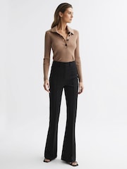 Reiss Black Dylan Flared High Rise Trousers - Image 3 of 5