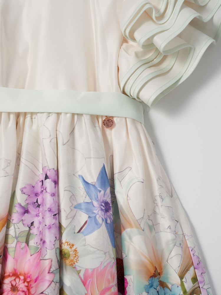 Angel & Rocket Cream 100% Cotton Border Print Emillie Tie Sash Dress - Image 10 of 10