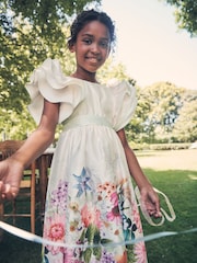 Angel & Rocket Cream 100% Cotton Border Print Emillie Tie Sash Dress - Image 2 of 10