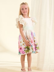 Angel & Rocket Cream 100% Cotton Border Print Emillie Tie Sash Dress - Image 3 of 10
