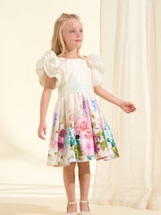Angel & Rocket Cream 100% Cotton Border Print Emillie Tie Sash Dress - Image 6 of 10