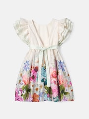 Angel & Rocket Cream 100% Cotton Border Print Emillie Tie Sash Dress - Image 9 of 10