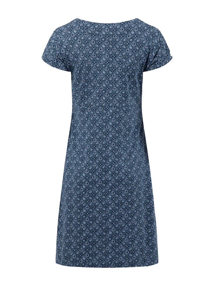 Weird Fish Blue Tallahassee Cotton Printed Jersey Dress - Image 7 of 7 Weird Fish Blue Tallahassee Cotton Printed Jersey Dress - Image 7 of 7