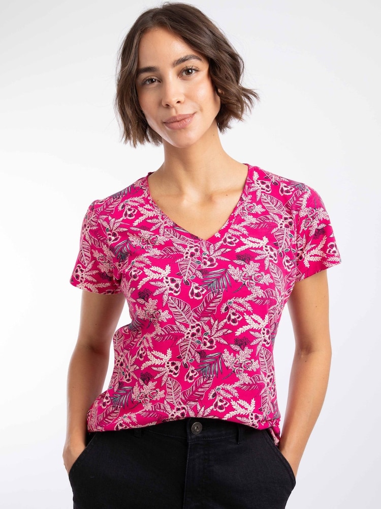 Weird Fish Pink Merica Cotton Printed Jersey T-Shirt - Image 1 of 7 Weird Fish Pink Merica Cotton Printed Jersey T-Shirt - Image 1 of 7