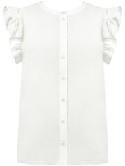 Biała koszula bez rękawów Ro&Zo z falbanką na ramionach - Obraz 6 z 6