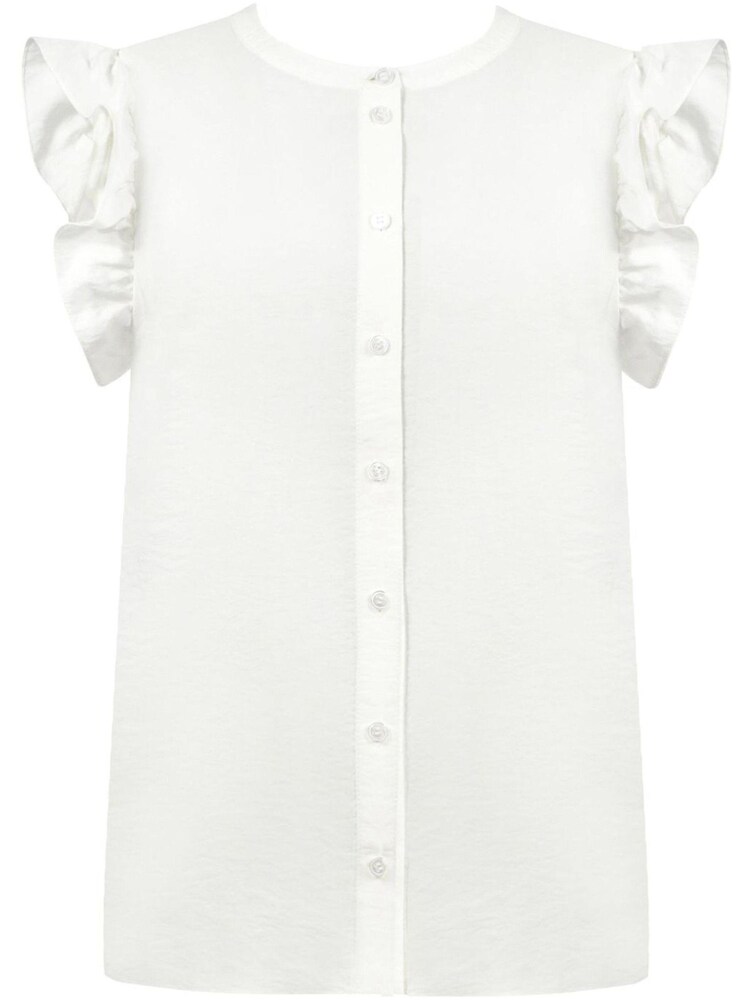 Biała koszula bez rękawów Ro&Zo z falbanką na ramionach - Obraz 6 z 6