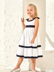 Angel & Rocket White 100% Cotton Border Broderie Avery Dress - Image 1 of 7
