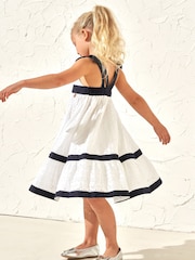 Angel & Rocket White 100% Cotton Border Broderie Avery Dress - Image 3 of 7