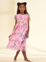 Angel & Rocket Pink Luisa Embroidered Yoke Mesh Dress - Image 1 of 3