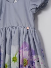 Angel & Rocket Purple Anna Mint Border Print Puff Sleeve 100% Cotton Dress - Image 6 of 6