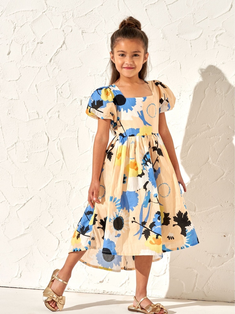 Orange - Angel & Rocket 100% Baumwolle, bedrucktes Evita-Kleid mit Bindeband am Rücken - Bild 1 von 8