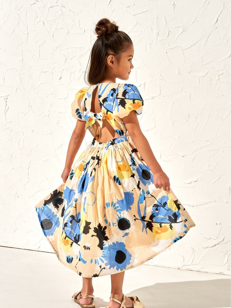 Angel & Rocket Orange Evita Printed Tie Back Print Dress - Image 2 of 8 Angel & Rocket Orange Evita Printed Tie Back Print Dress - Image 2 of 8