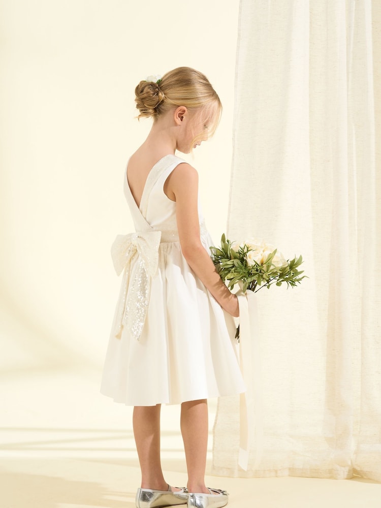 Angel & Rocket White Sequin Bow Claudia Dress - Image 5 of 11