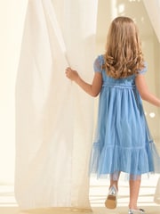 Angel & Rocket Blue Luisa Embroidered Yoke Mesh Dress - Image 2 of 6
