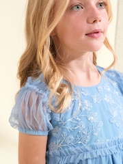 Angel & Rocket Blue Luisa Embroidered Yoke Mesh Dress - Image 3 of 6
