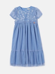 Angel & Rocket Blue Luisa Embroidered Yoke Mesh Dress - Image 4 of 6