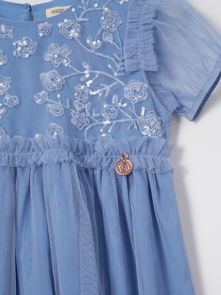Angel & Rocket Blue Luisa Embroidered Yoke Mesh Dress - Image 6 of 6